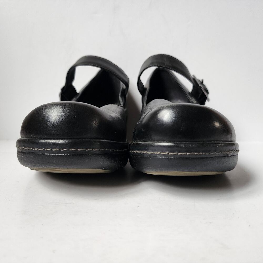 ECCO Shoes Womens Size 37 EU 6.5 US Clogs Mary Jane Wedge Black Leather Buckle - Picture 4 of 11